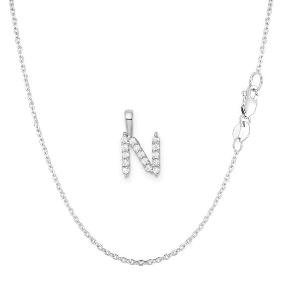 White Gold & Diamond Initial Pendant Set - N White Gold & Diamond Initial Pendant Set - N