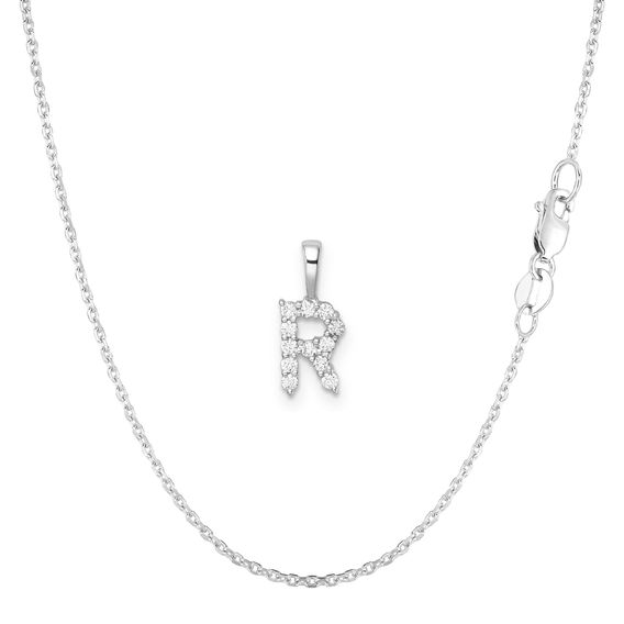 White Gold & Diamond Initial Pendant Set - R