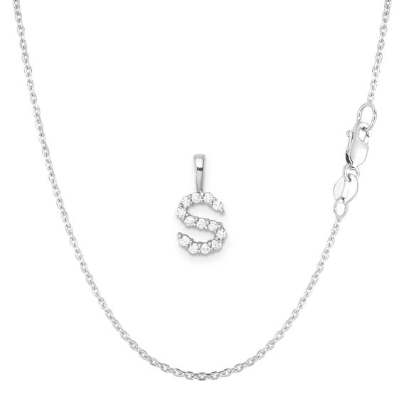 White Gold & Diamond Initial Pendant Set - S White Gold & Diamond Initial Pendant Set - S