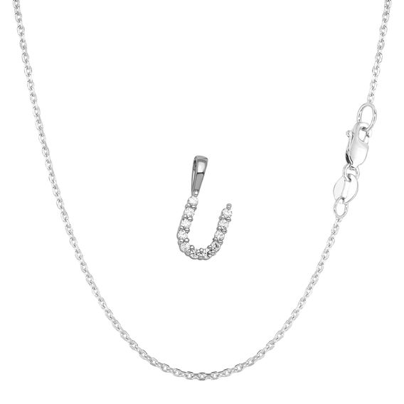 White Gold & Diamond Initial Pendant Set - U
