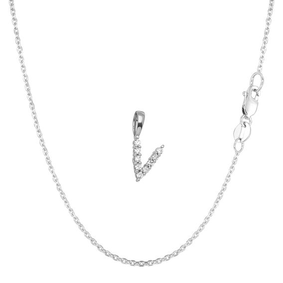 White Gold & Diamond Initial Pendant Set - V