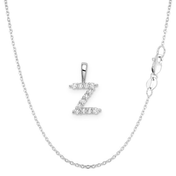 White Gold & Diamond Initial Pendant Set - Z