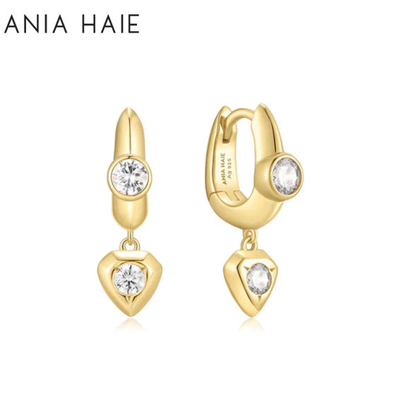 ANIA HAIE Gold U-Shaped Shield Drop Huggie Hoop Earrings