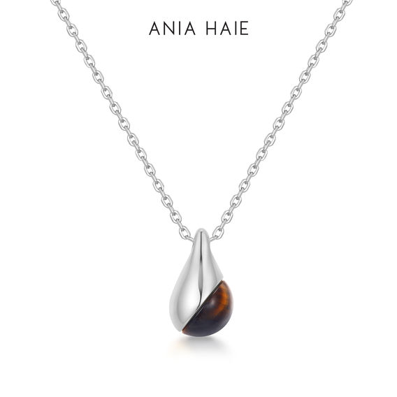 ANIA HAIE Silver Tiger Eye Droplet Pendant Necklace