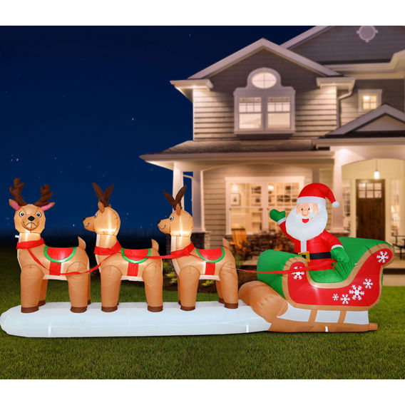 Airpower Triple Reindeer Santa Sleigh 360cm Airpower Triple Reindeer Santa Sleigh 360cm