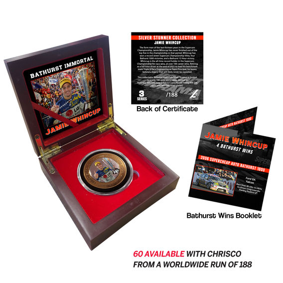 Jamie Whincup Bathurst Immortal hand signed Silver Stunner L/Ed boxed display Jamie Whincup Bathurst Immortal hand signed Silver Stunner L/Ed boxed display