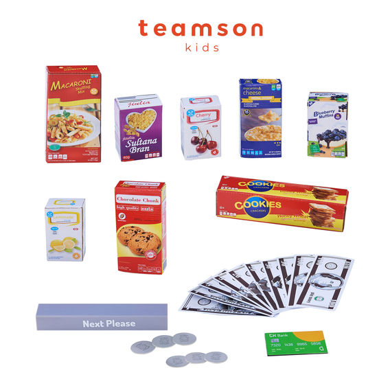 Teamson Kids - Cashier Austin Play Market Stand - Green / Wood Teamson Kids - Cashier Austin Play Market Stand - Green / Wood