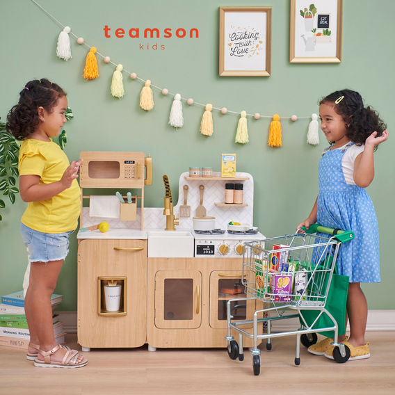 Teamson Kids - Little Chef Cyprus Medium Play Kitchen - Light Oak/White Teamson Kids - Little Chef Cyprus Medium Play Kitchen - Light Oak/White