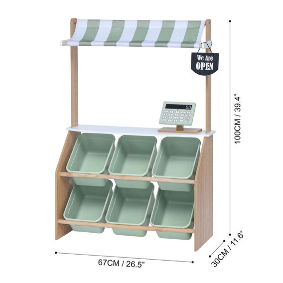 Teamson Kids - Little Helper Market Play Stand Play Kitchen - Olive Green