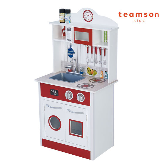 Teamson Kids - Little Chef Madrid Classic Play Kitchen - Red / White