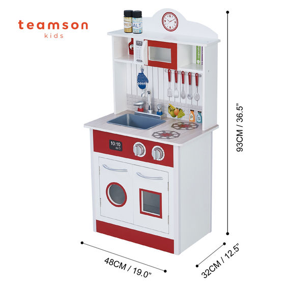 Teamson Kids - Little Chef Madrid Classic Play Kitchen - Red / White