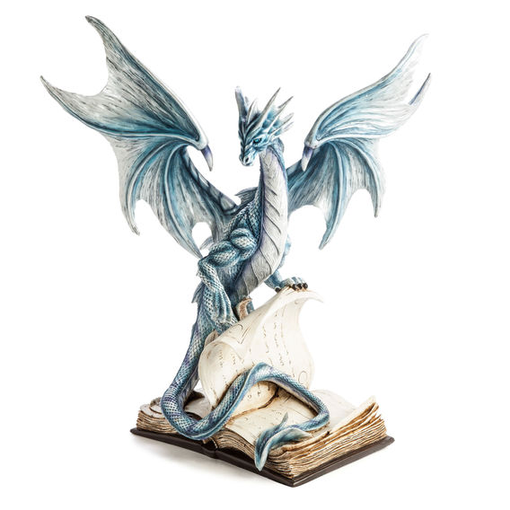 Large Blue Dragon On An Ancient Book