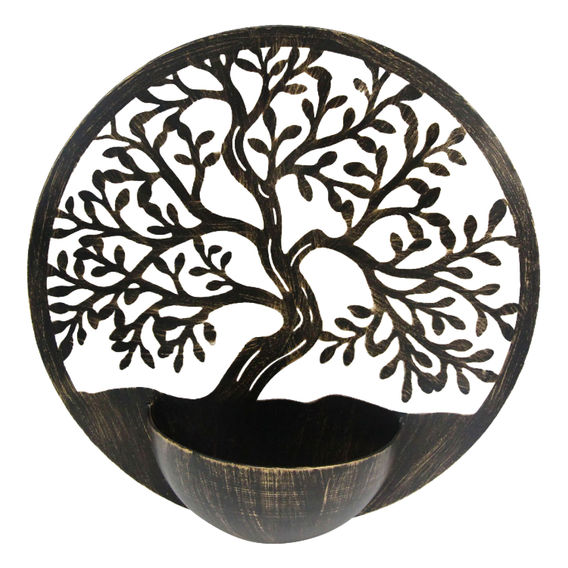 50cm Metal Tree of Life Wall Art with Pot Holder