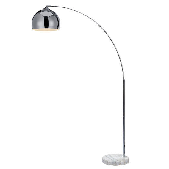 Arquer ArcFloor Lamp With Chrome Finished Shade And White Marble Base