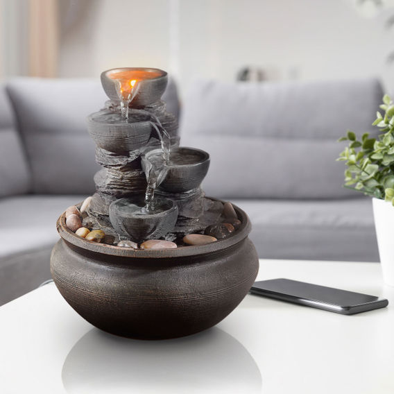 Table top fountain with LED light- Stone Grey Table top fountain with LED light- Stone Grey