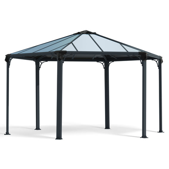 Canopia Monaco Hexagon Gazebo 3.9m x 4.5m - Grey Frame With Bronze Roof