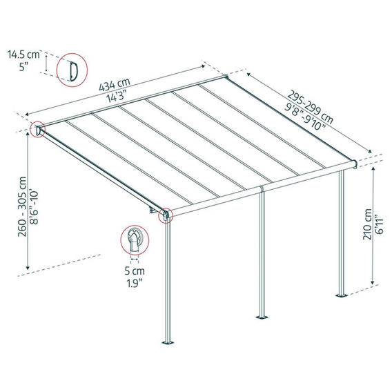 Canopia Sierra Patio Cover 4.3m x 3m - Grey Frame With Grey Opaque Roof Canopia Sierra Patio Cover 4.3m x 3m - Grey Frame With Grey Opaque Roof