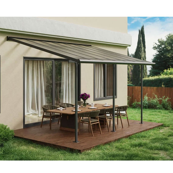 Canopia Sierra Patio Cover 4.3m x 3m - Grey Frame With Grey Opaque Roof