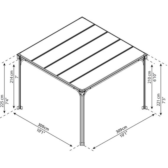 Canopia Milano Gazebo 3.1m x 3.1m - Grey Frame With Grey Roof