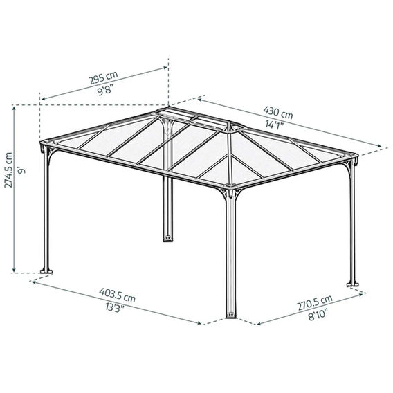 Canopia Martinique Gazebo 3m x 4.3m - Grey Frame With Grey Roof Canopia Martinique Gazebo 3m x 4.3m - Grey Frame With Grey Roof