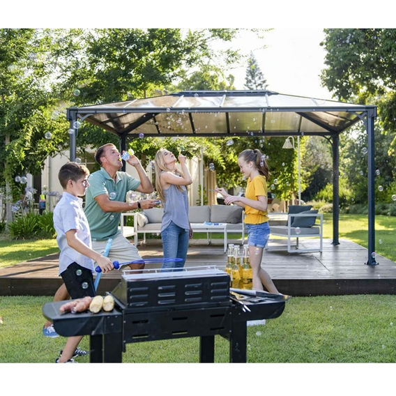 Canopia Martinique Gazebo 3m x 4.3m - Grey Frame With Grey Roof
