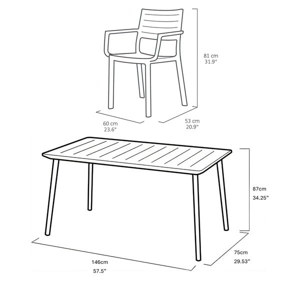 Keter Metaline Metal Look Dining Set - 7PCE Keter Metaline Metal Look Dining Set - 7PCE