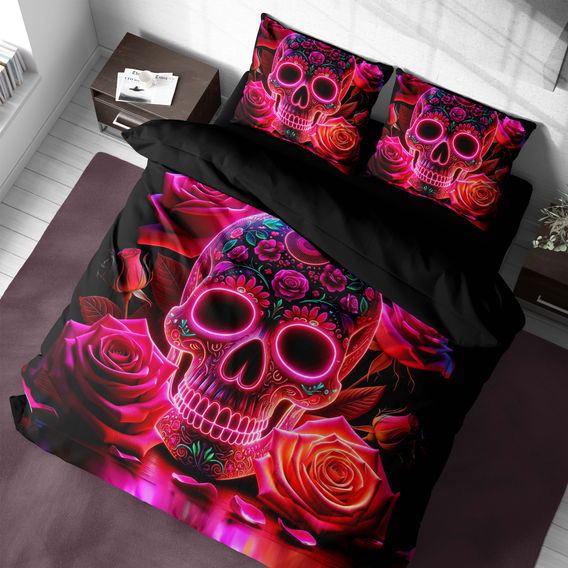Neon Calavera Quilt Cover Set Bundle - DB