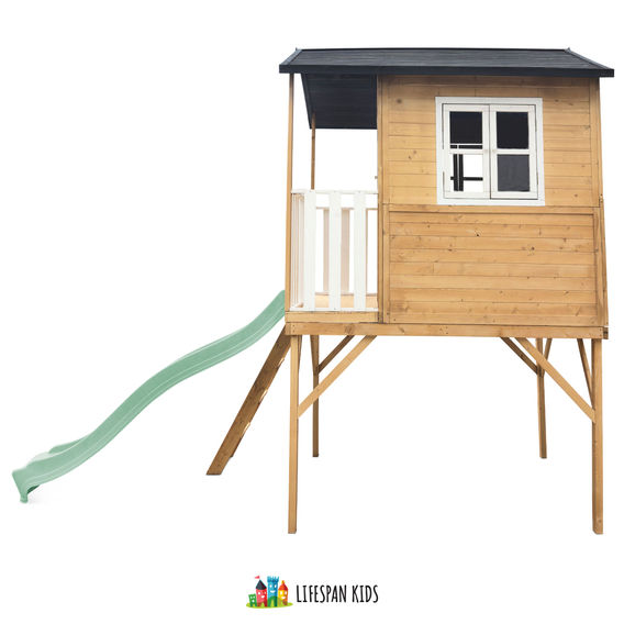 Lifespan Kids Burleigh Cubby House with 2.2m Slide (Green)