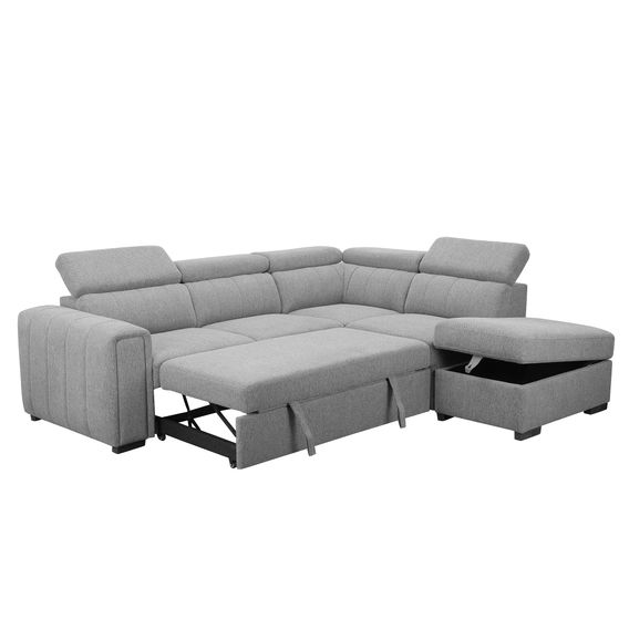Odelia Corner Sofabed with RHF Storage Ottoman - Grey Odelia Corner Sofabed with RHF Storage Ottoman - Grey