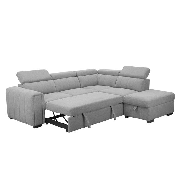 Odelia Corner Sofabed with RHF Storage Ottoman - Grey Odelia Corner Sofabed with RHF Storage Ottoman - Grey