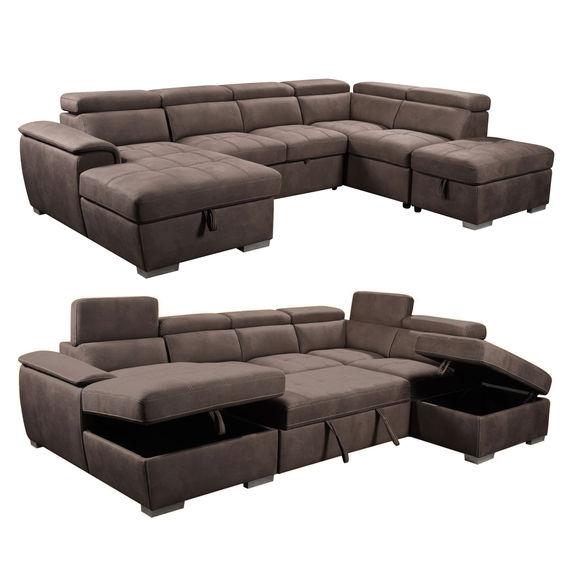 Brighton Corner Lounge with LHF Chaise Sofabed and Ottoman Brighton Corner Lounge with LHF Chaise Sofabed and Ottoman