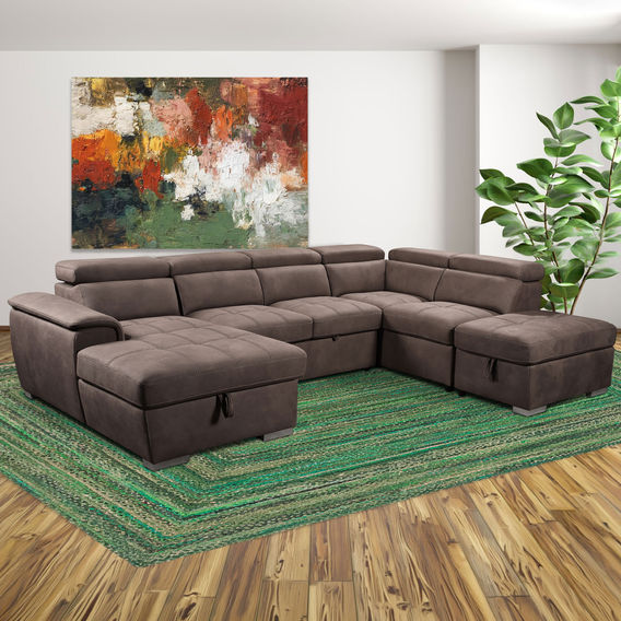 Brighton Corner Lounge with LHF Chaise Sofabed and Ottoman