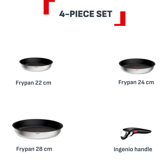 Tefal Emotions 4-Piece Ingenio Non-Stick Frypan Set & Handle Tefal Emotions 4-Piece Ingenio Non-Stick Frypan Set & Handle