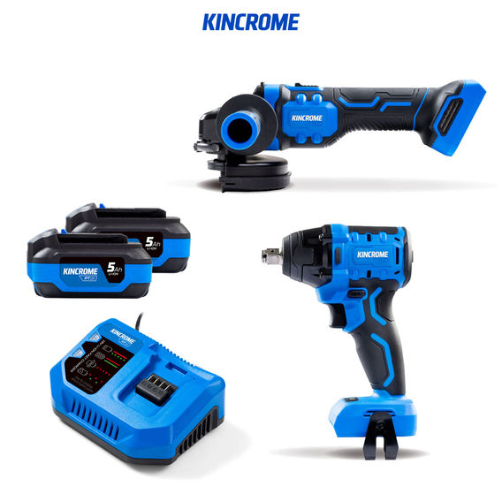 Kincrome 18V 2pc Impact Wrench & Angle Grinder Combo Kit