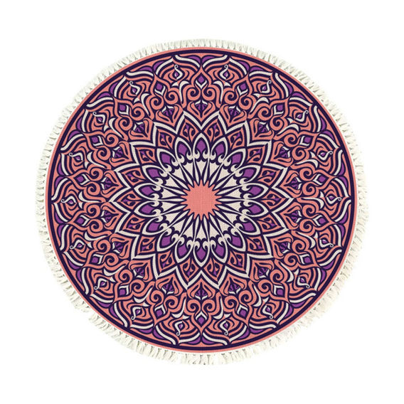 SOGA 90cm Purple Mandala Round Rug SOGA 90cm Purple Mandala Round Rug