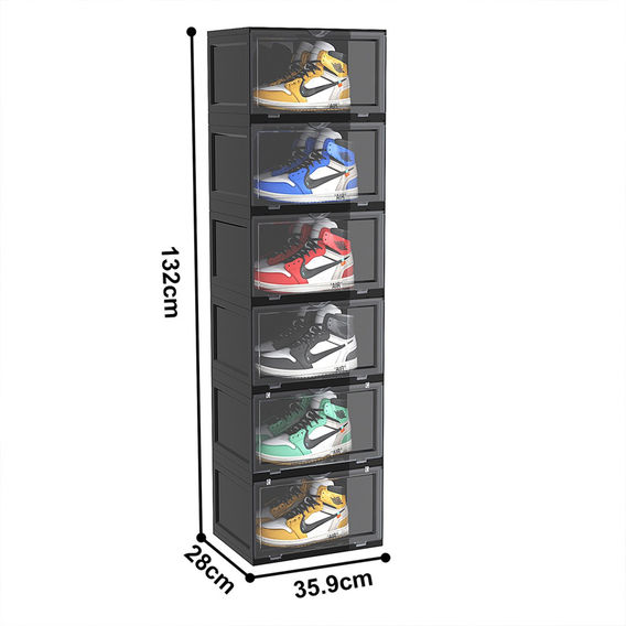 SOGA 6 Tier Black Portable Shoe Organise