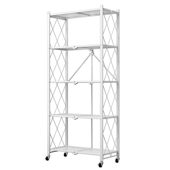 SOGA 5 Tier Steel Foldable Shelf Unit White