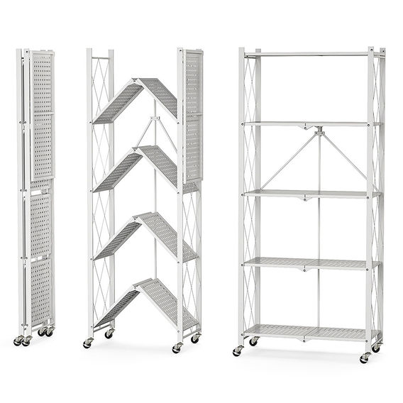 SOGA 5 Tier Steel Foldable Shelf Unit White SOGA 5 Tier Steel Foldable Shelf Unit White