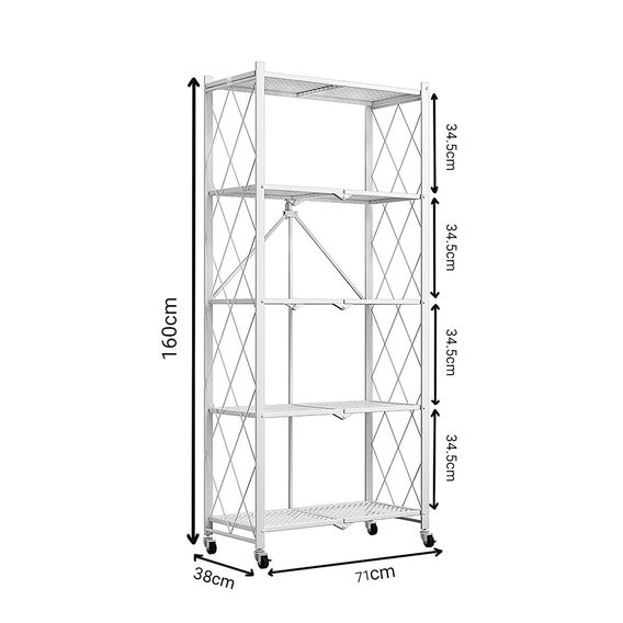 SOGA 5 Tier Steel Foldable Shelf Unit White SOGA 5 Tier Steel Foldable Shelf Unit White