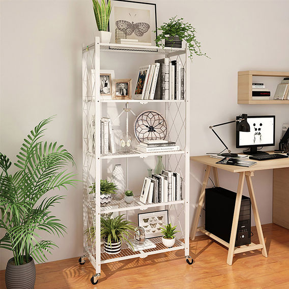SOGA 5 Tier Steel Foldable Shelf Unit White SOGA 5 Tier Steel Foldable Shelf Unit White