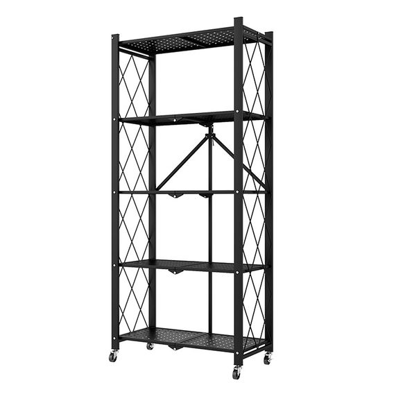 SOGA 5 Tier Steel Foldable Shelf Unit Black