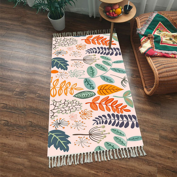 SOGA 90cm Leaf Design Rug SOGA 90cm Leaf Design Rug