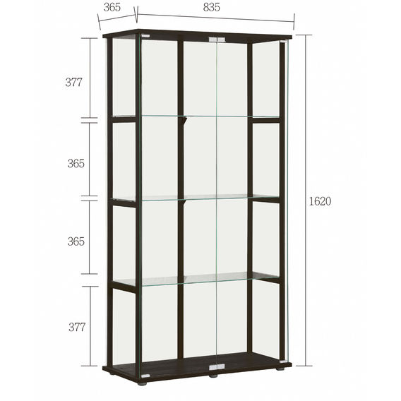 East Glass 4-Tier Display Cabinet Black