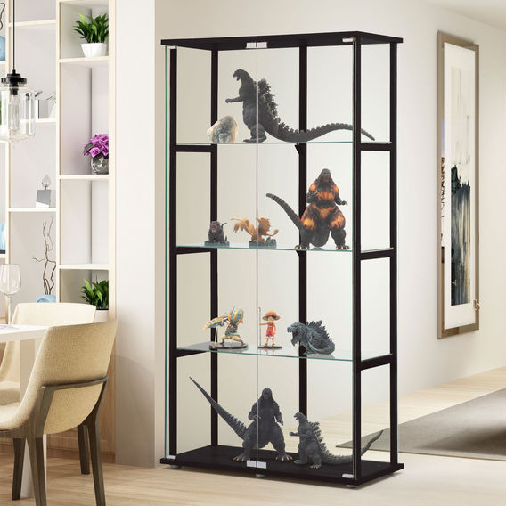 East Glass 4-Tier Display Cabinet Black East Glass 4-Tier Display Cabinet Black