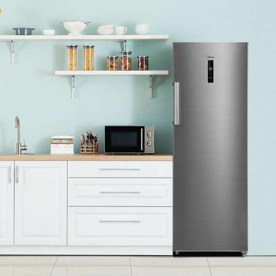 Midea 238L Upright Fridge-Freezer | Stainless Steel Midea 238L Upright Fridge-Freezer | Stainless Steel
