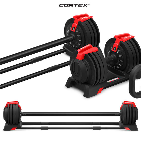 CORTEX Revolock V2 48kg Pair Set Adjustable Steel Dumbbell Barbell Kettlebell All-in-One