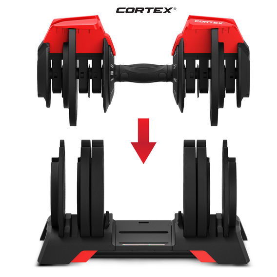 CORTEX Revolock V2 48kg Pair Set Adjustable Steel Dumbbell Barbell Kettlebell All-in-One