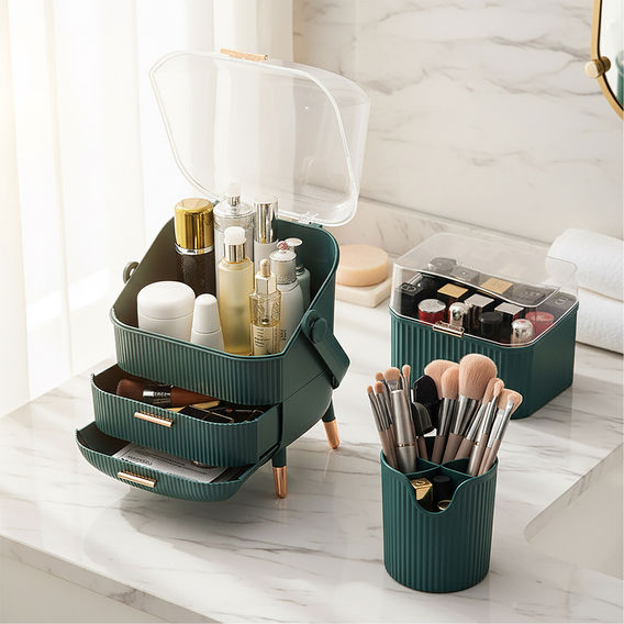 SOGA Cosmetic Jewellery Storage Organiser Set Green SOGA Cosmetic Jewellery Storage Organiser Set Green