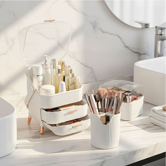 SOGA Cosmetic Jewellery Storage Organiser Set White SOGA Cosmetic Jewellery Storage Organiser Set White