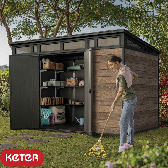 Keter 11 x 7' Pent Shed – Walnut